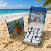【SpongBob 海綿寶寶】比奇堡居民造型緹花中筒襪-6雙組精裝禮盒組(路人魚短襪 迷因公仔襪 台灣製造 除臭襪)