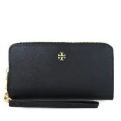 【TORY BURCH】EMERSON立體LOGO防刮皮革手拿護照長夾-黑色