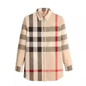 【BURBERRY 巴寶莉】4050170 棉質休閒卡其色大格紋長袖襯衫(卡其色)
