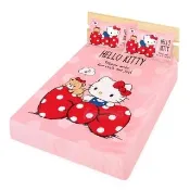 【享夢城堡】精梳棉雙人床包枕套5x6.2三件組－HELLO KITTY 點點蝴蝶結-粉