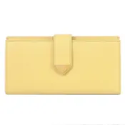 【康是美官方網購】PRADA 1MV025 金屬三角LOGO飾扣多卡零錢長夾.淺黃色