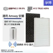 適用Amway 安麗 逸新 SKY Atmosphere 第三代120539T空氣清淨機 HEPA濾網+活性碳濾芯組