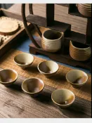 全球選品1館 生活百貨 家用陶瓷柴燒土陶茶杯斗笠杯手工加厚防燙粗陶中式功夫茶杯主人杯