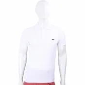 LACOSTE Regular Fit 鱷魚補丁棉混紡白色短袖POLO衫(男款)