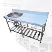 【Abis】客製商品-頂級升級加牆款304不鏽鋼144CM單洗台+平台加深大水槽/洗手台/洗碗槽/洗衣槽(4.8尺)