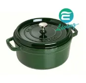 易生活ELiving Staub 圓形鑄鐵鍋 羅勒綠 24cm #40509-356