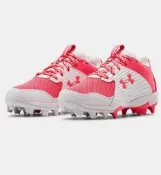 棒球世界 全新UA Under Armour Leadoff 兒童棒球鞋 3023449-601特價粉紅色