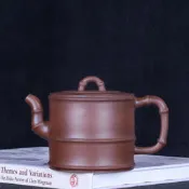 【星月】臺灣回流老茶壺宜興原礦紫砂名家早期程壽珍純手工製作竹筒壺