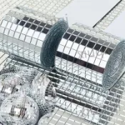 【自粘防水】可裁剪玻璃貼片 銀色馬賽克瓷磚貼 鏡面貼紙 手工鑽石貼 閃鑽 浴室磁磚貼 壁貼貼紙 磁磚貼紙 防水貼紙
