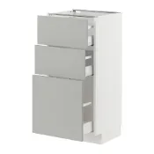 【IKEA 宜家家居】METOD/MAXIMERA 底櫃附3抽屜, 白色/havstorp 淺灰色, 40x37x80 公分