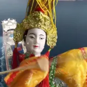 【A-ONE 匯旺】媽祖 天上聖母天后 偶戲 布袋戲偶(送台灣愛心 國旗熱燙布章 戲偶架) 古早味 旦 布偶 木偶 人偶