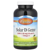 【iHerb】Carlson, Solar D 寶石，維生素 D3 + 歐米伽-3s，天然檸檬味，50 微克（2,000 國際單位），360 粒軟凝膠