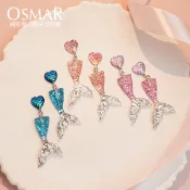 絢彩家【OSMAR】浪漫繽紛人魚尾巴 無耳洞黏貼式兒童耳環 附10對貼紙補充包 垂墜式