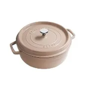 【STAUB】圓形琺瑯鑄鐵鍋淺鍋26cm-亞麻色/3.8L(德國雙人牌集團官方直營)