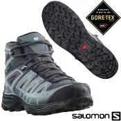 【索羅門 SALOMON】女X UltraPioneer Mid GTX防水透氣耐磨中筒登山鞋_黑/綠/紅_471705