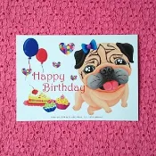 Happy Birthday 生日快樂 巴哥明信片-05