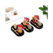 (店+)創意q版財神爺 汽車內飾擺件 招財公仔 樹脂工藝品 鑲鑽金幣轉錢 財神車飾 招財擺飾