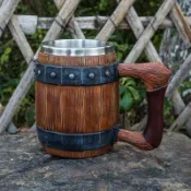 【COZY】海賊王同款酒杯德國木桶啤酒杯創意大容量啤酒杯水杯馬克杯大肚杯