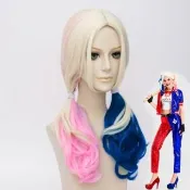 【橘魔法】小丑女雙色馬尾假髮 大人 大童 萬聖節 電影人物 假髮 髮飾 cosplay 派對 舞台 表演 道具