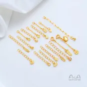 宏雲Hongyun-Ala-銅鍍24K真金上上籤元寶銅錢樹葉鋯石小花延長鏈手工diy手項鍊配件