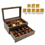 知木屋 免運 可開票 超低價 文玩大容量收納盒核桃收納箱木紋百寶箱首飾整理防塵復古收納櫃 快速發貨