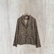 *♡*香港製 BASIC/復古風小碎花/薄料植絨翻領外套/S/近新/二手衣《Anna的百寶箱》