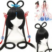 主圣達 cosplay假發 Vocaloid洛天依憶紅蓮cos原版黑色憶紅蓮