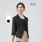 ILEY伊蕾 蕾絲網紗拼接透膚西裝外套(兩色；M-2L)