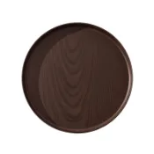 OUKEAI 仿木紋托盤圓形PP5塑膠餐盤茶盤家用水杯收納盤咖啡廳蛋糕盤