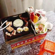 早餐 蛋 香腸 豆漿 攤車 夜市 點心 小吃 台式 袖珍 手作 食玩