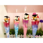 ☆孟之坊婚禮精品舘☆畢業熊甜筒包裝．畢業禮物．畢業花束．畢業小熊．金莎花束