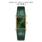 【Daniel Wellington】DW Bound 32x22mm 經典摩登伯朗大道綠皮革方錶-綠錶盤-玫瑰金框