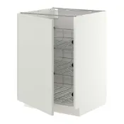 【IKEA 宜家家居】METOD 底櫃附網籃, 白色/aspudden 淺灰色, 60x60x80 公分