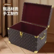 風鈴草百貨 復古風收納箱老花皮箱收納箱百寶箱櫥櫃擺設道具箱帶鎖木箱