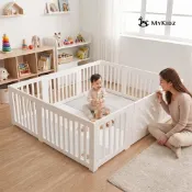 (店+)【Mykidz】兒童安全圍欄高68公分+🇹🇼台灣製地墊 (極簡圍欄/學步圍欄 /收納架模式)