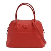 【Hermes 愛馬仕】經典Bolide系列SWIFT牛皮手提/肩背柏莉包(27cm紅色H029828CK-RED)