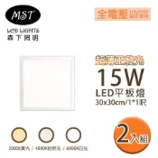 MST 森下照明 LED 超薄正發光15W 平板燈 30*30cm 2入(白光/自然光/黃光)
