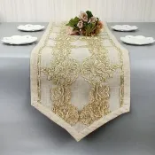 【BonBon naturel】歐式蕾絲刺繡圖騰花卉寬邊防水桌巾(130*180cm)