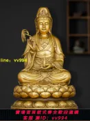 招財貓商鋪 純銅觀音菩薩像家用供奉觀音佛像南海坐蓮觀世音送子觀音供佛擺件