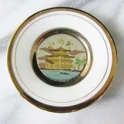 【老時光 OLD-TIME】早期二手日本金閣寺陶瓷擺飾小盤