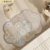肥貓の宅 | 浴室止滑墊 美式花磚地墊 矽藻土地墊 防滑地墊 吸水地墊 硅藻土地墊 門口地墊 軟式珪藻土地墊 客製化