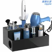 漣漪生活 【防潮透明】美髮收納盒 化妝品收納架 浴室收納 桌面收納 吹風機收納 洗漱用品收納 亞克力材質 多層分格 防塵防潮 美髮工具專用