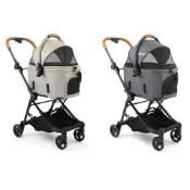 (店+)【Gen7pets】4in1捷旅折疊式寵物推車適用11公斤(白橡木/卡其/無懼冒險灰 提籃可分離/寵物手推車)
