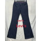 二手丹寧（女）Levi’s刷抓微彈性/低腰時尚㣲啦叭牛仔褲AJ276