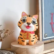 虎爺有保佑 虎爺可愛療癒手工雕刻 小木雕公仔 擺飾 虎爺