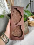 深雕【壽桃，蓮蓬】圖案糕點印模，糕點模具，深刻雕工，精細漂亮，寓意“多子多福，福壽連綿” 品相尺寸如圖所示，請