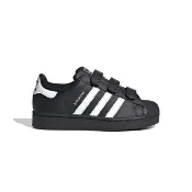 【adidas 愛迪達】SUPERSTAR II CF C 中童 黑白色 魔鬼氈 皮革 貝殼鞋 舒適 運動 休閒鞋 JI3989