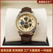 【原廠品質驗證】路易爵倫 LOUIE JUELEN 男士機械錶日月星辰防水鏤空全自動機芯錶