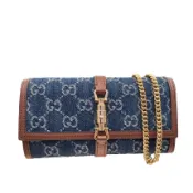 Gucci 652681 Jackie 1961 長夾WOC 鍊條包 牛仔丹寧色/附可拆卸長鏈帶【促銷品】