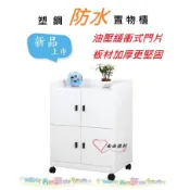 ［面面俱到］塑鋼防水緩衝四門二層置物櫃／收納櫃／活動櫃，附活動輪可移動(板材加厚24mm)(3種尺寸)